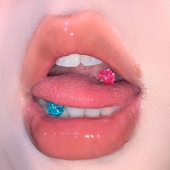 Raccon浣熊 细闪糖果 舌钉双拼亚克力钛钢欧美辣妹小众穿刺饰品