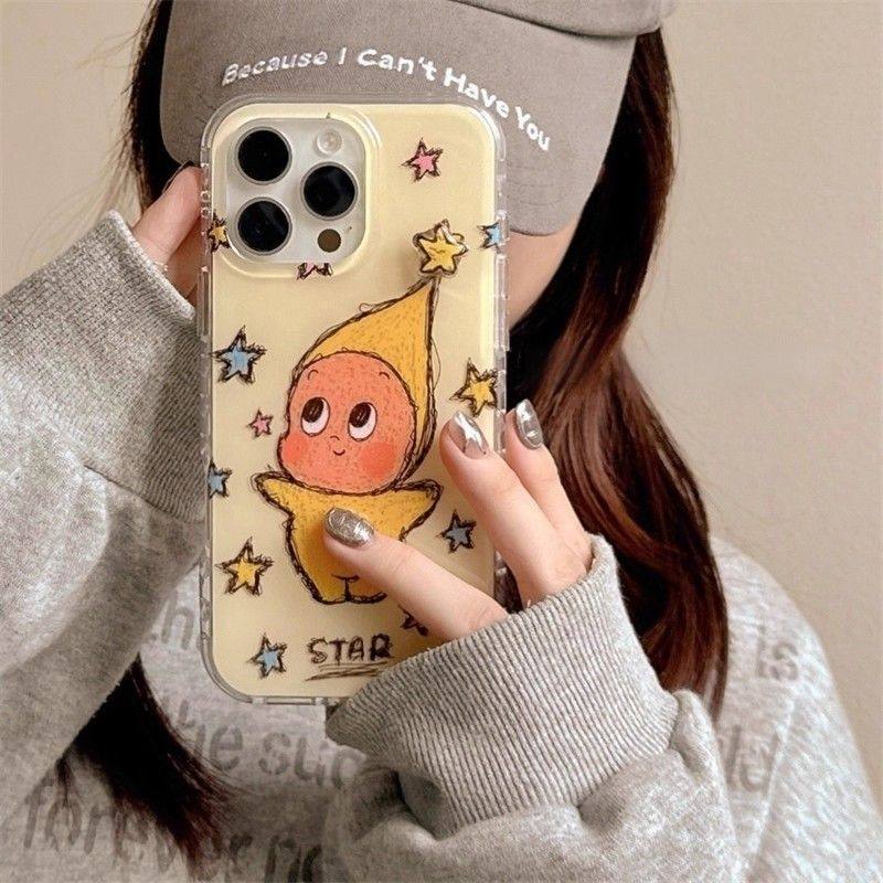 奶呼呼星星人iPhone17ProMax双层IMD手机壳13/14plus华为16/15Pro红小米7/8情侣11挂绳12p荣耀x/xs防摔保护套