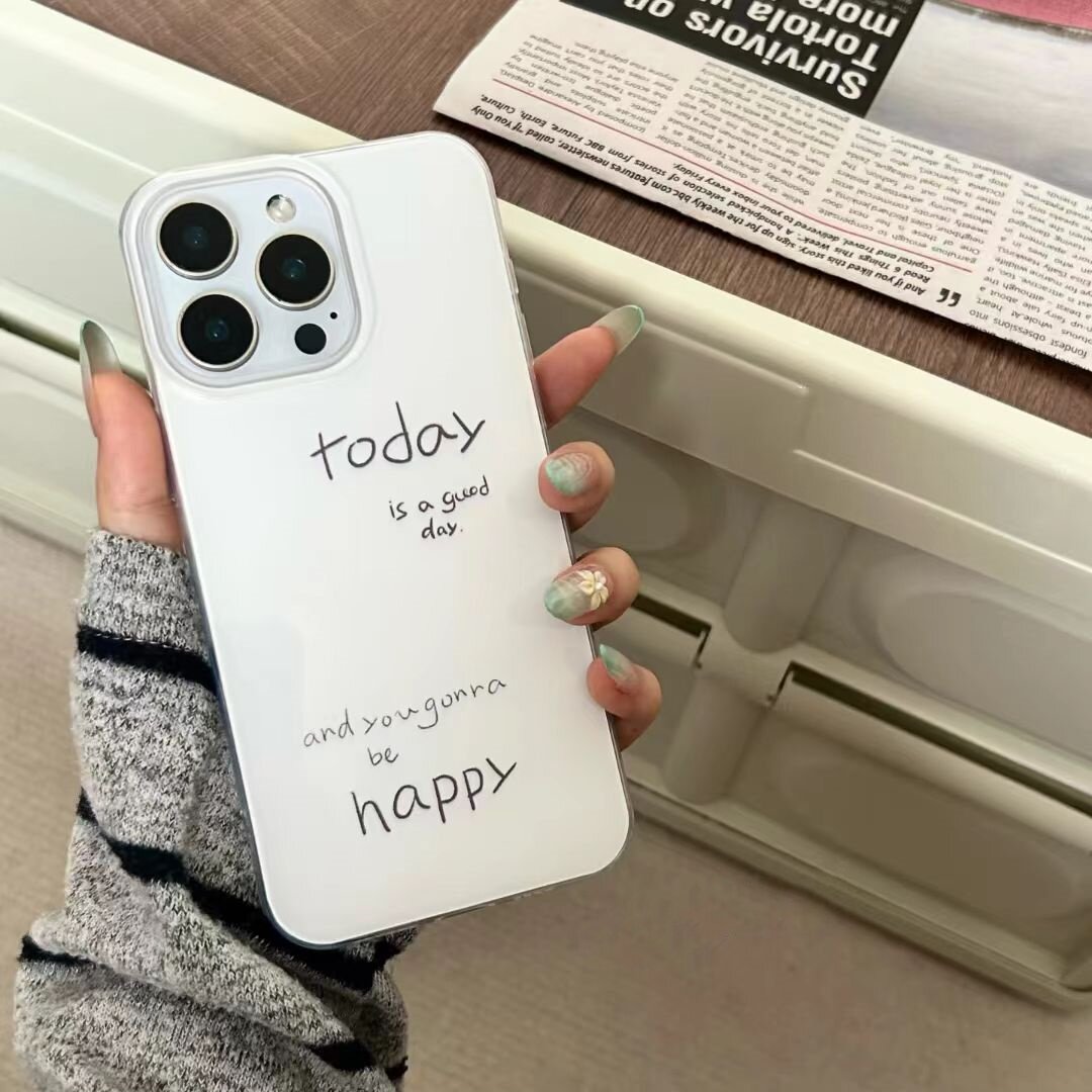 创意英文涂鸦iPhone17ProMax双层IMD手机壳13/14plus华为16/15Pro小米红米7/8情侣款11/12荣耀x/xs防摔保护套