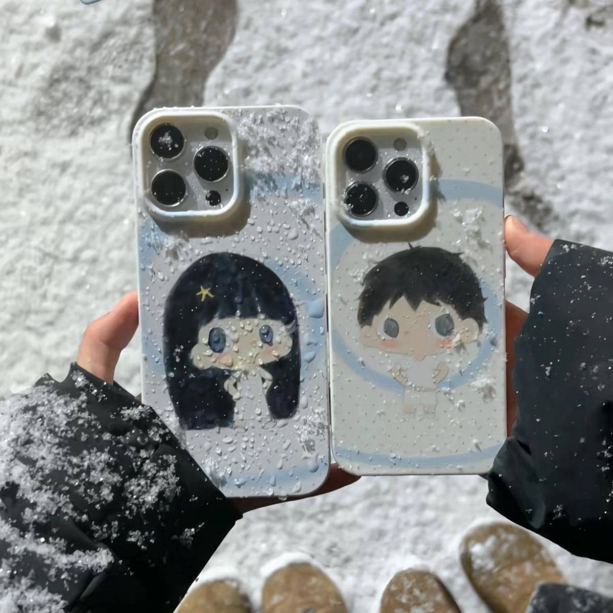 情侣男孩女孩iPhone17ProMax果冻手机壳11/12PLUS创意16/15Pro亮面7/8p可爱13/14pro不撞款x/xr/xs防摔保护套
