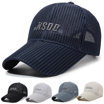 全网眼帽子薄款透气刺绣鸭舌帽