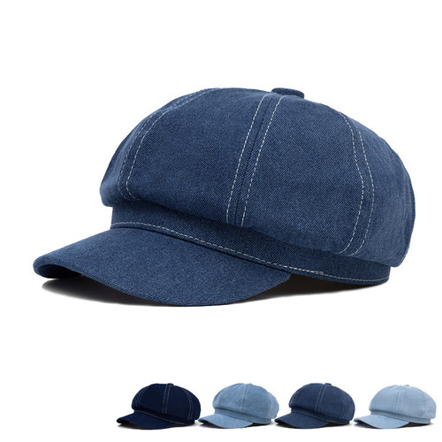 牛仔贝雷帽水洗复古八角帽画家帽