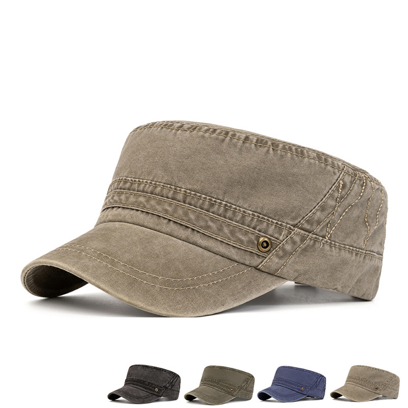 平顶帽户外男春秋水洗做旧鸭舌帽