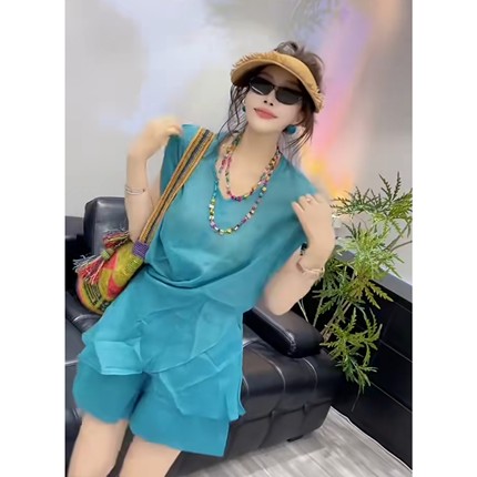 2026夏季新款设计感薄款棉麻T恤短裤两件套时尚套装女高级感女装