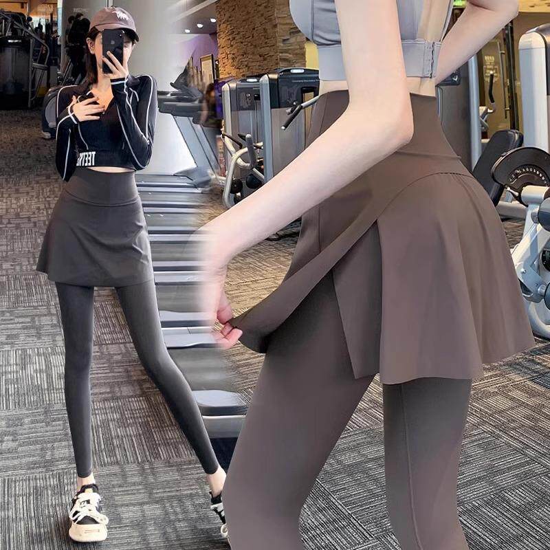鲨鱼裤假两件运动长裤女小个子高腰屁帘跑步健身瑜伽裤裙打底裤子