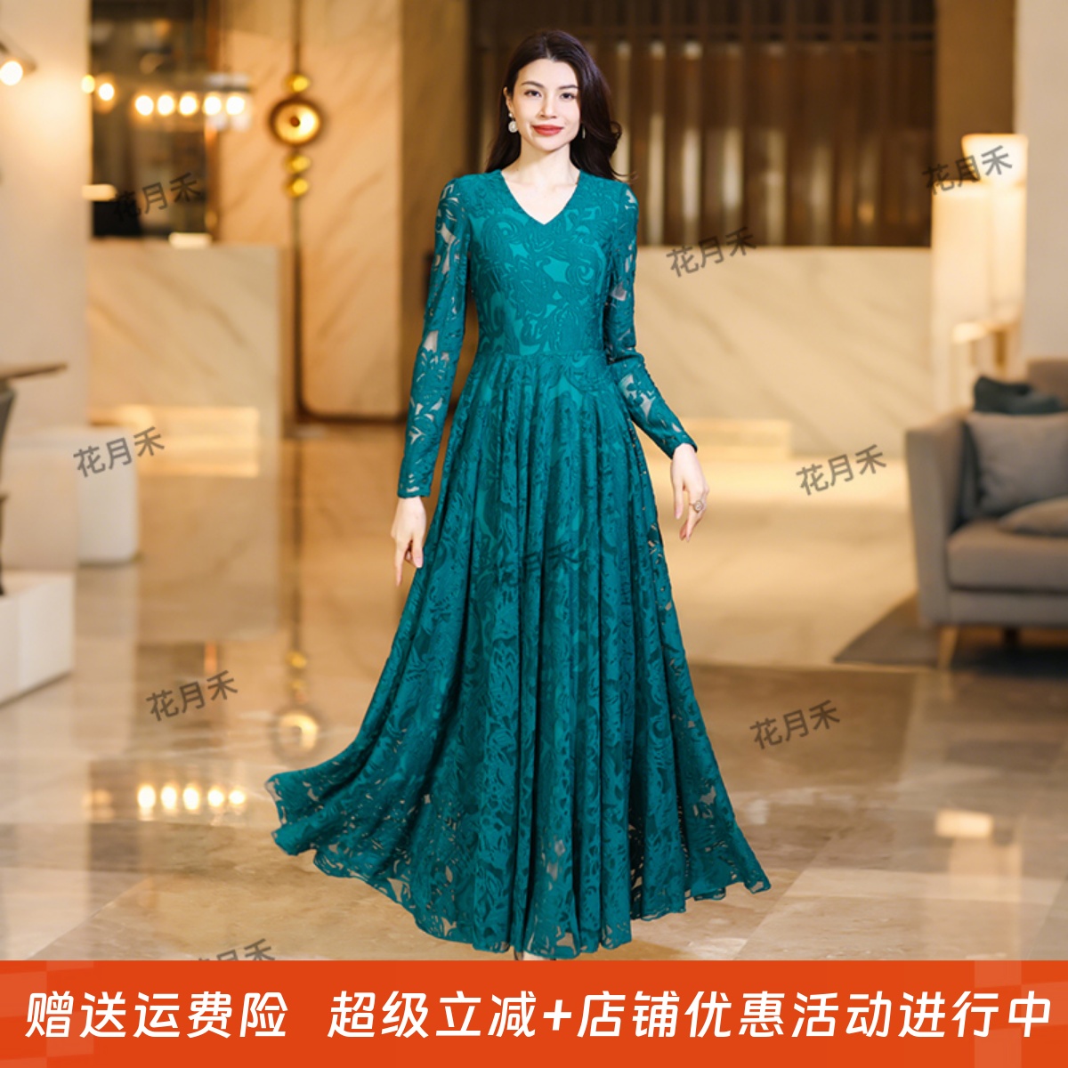 2025年春秋冬气质优雅长袖雪纺裙显瘦旅游度假连衣裙长裙沙滩裙子