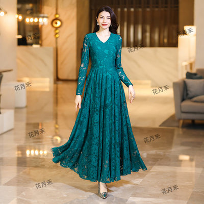 2025年春秋冬气质优雅长袖雪纺裙显瘦旅游度假连衣裙长裙沙滩裙子