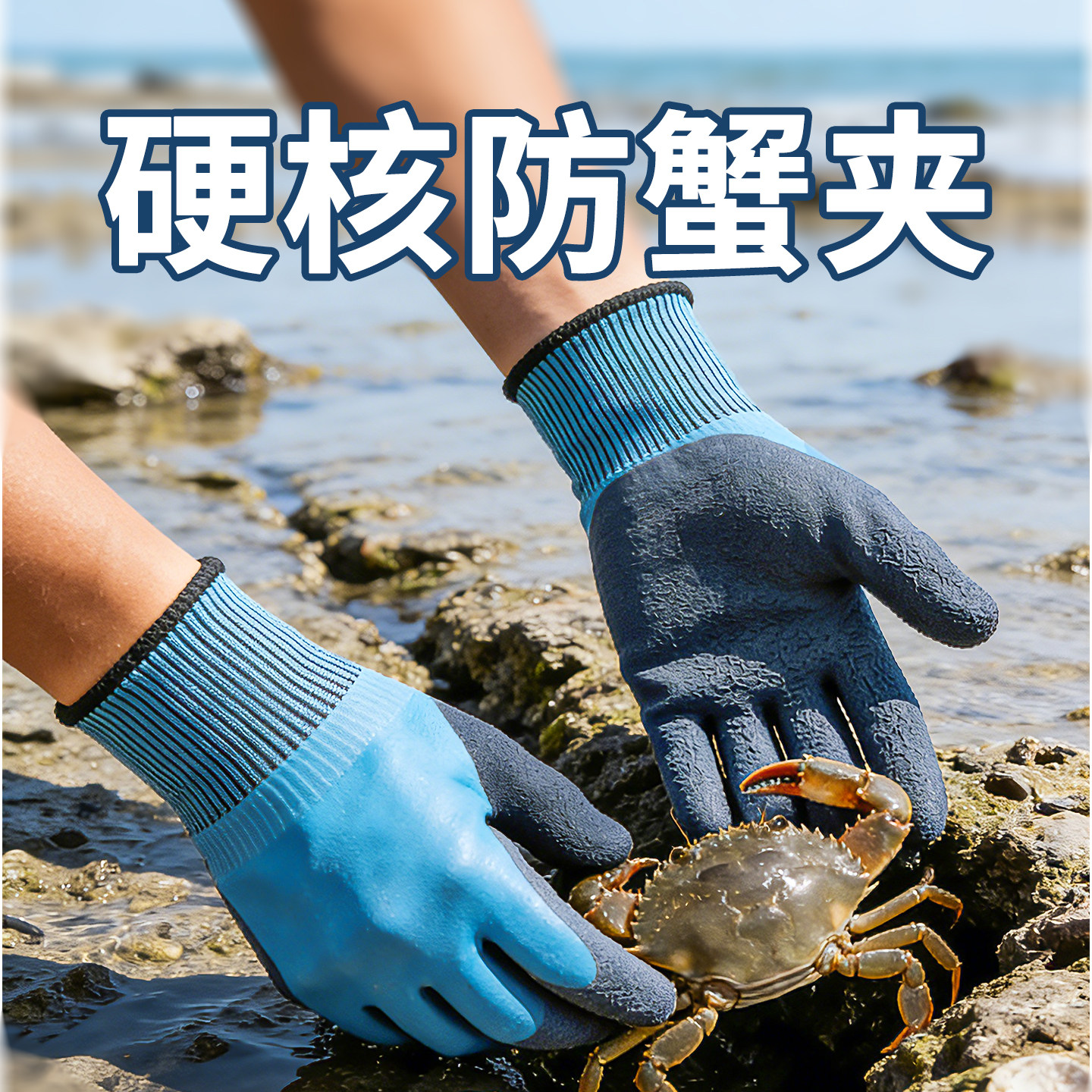 丁晴赶海专用手套成人儿童亲子装备防水防滑耐磨抓螃蟹防夹防刺穿