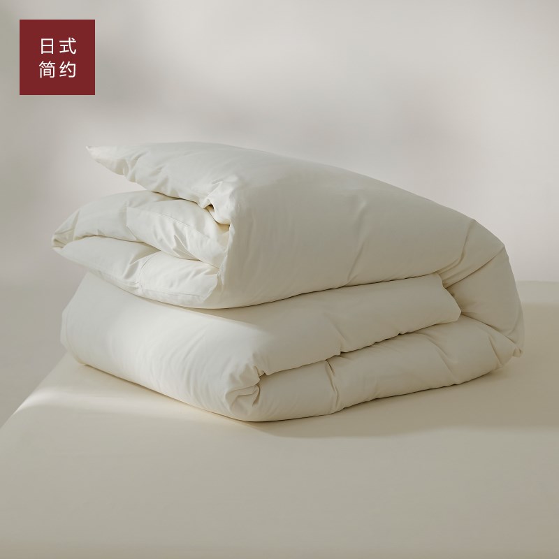 100支新疆长绒棉全棉磨毛四件套100a类纯色米白色单人三件套