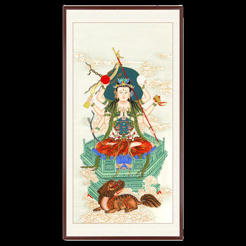 纯手绘工笔道家道观斗姆元君斗母斗姥画J像挂画卷轴挂轴装饰画玄