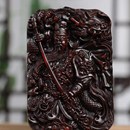 小叶紫檀木骑马雕关公项链吊坠男手把件文玩汽车挂件财.神把玩物