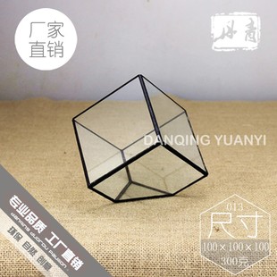 包邮斜口正方玻璃花房绿植透明创意多肉花盆 苔藓X微景观生态瓶