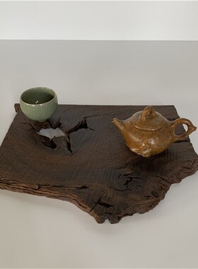 侘寂风小干泡茶盘茶托茶海功夫y茶具千年阴沉木乌木实木壶承杯托