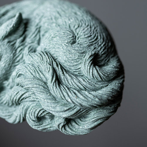 中式国潮青砂石九尾l灵狐桌面茶台茶宠  创意小动物手把件装饰摆