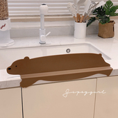 可爱北极熊水槽挡水板厨s房洗菜盆洗碗水池防溅水板硅胶吸盘式 挡