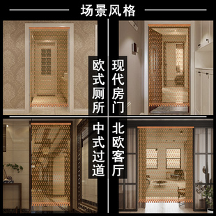 桃木葫芦珠帘隔断帘免打孔门帘家用半挂帘卧O室遮挡卫生间水晶帘
