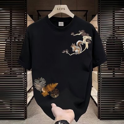 奥莱短袖丨夏季宽松简约纯棉短袖丨重磅美式印花国潮纯棉短袖T恤