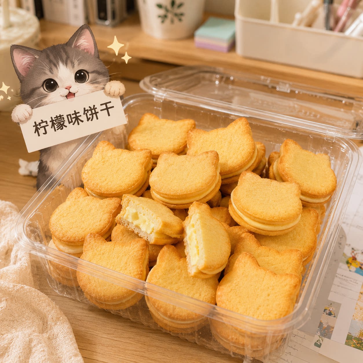【网红甜品】柠檬饼干可爱饼干早餐伴侣代餐营养健康零食好吃好看