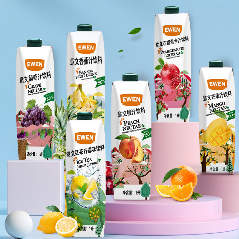 意文进口果汁柠檬红茶饮料桃汁复合果汁大瓶饮料饮品1L装临期特价图片
