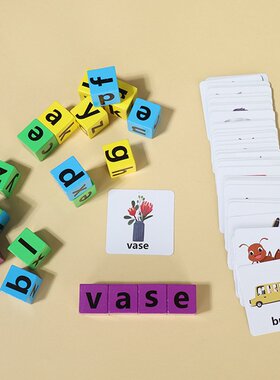幼儿拼单词蒙氏积木儿童英语启蒙教具宝宝3-6岁早教益智木制CE01