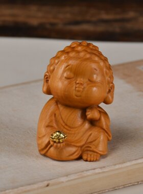 崖柏木雕小如来佛像释迦摆件文玩工艺品摆件木质雕刻礼品装礼H57