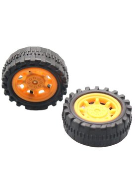 34mm黄色塑料车轮科技小制作科教模型电动小汽车配件车轴拼装CE25