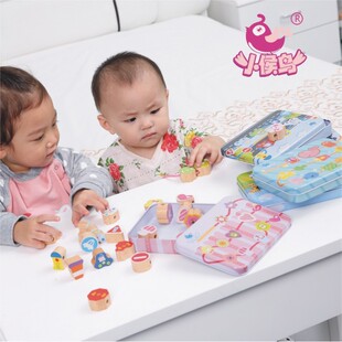 铁盒串珠 榉木MAXIM动物大颗粒交通数字农场串珠穿针引线玩具CE42