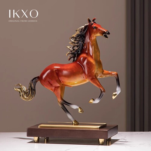 IKXO马到成功铜马摆件高档办公室客厅新中式装饰品公司开业乔迁礼