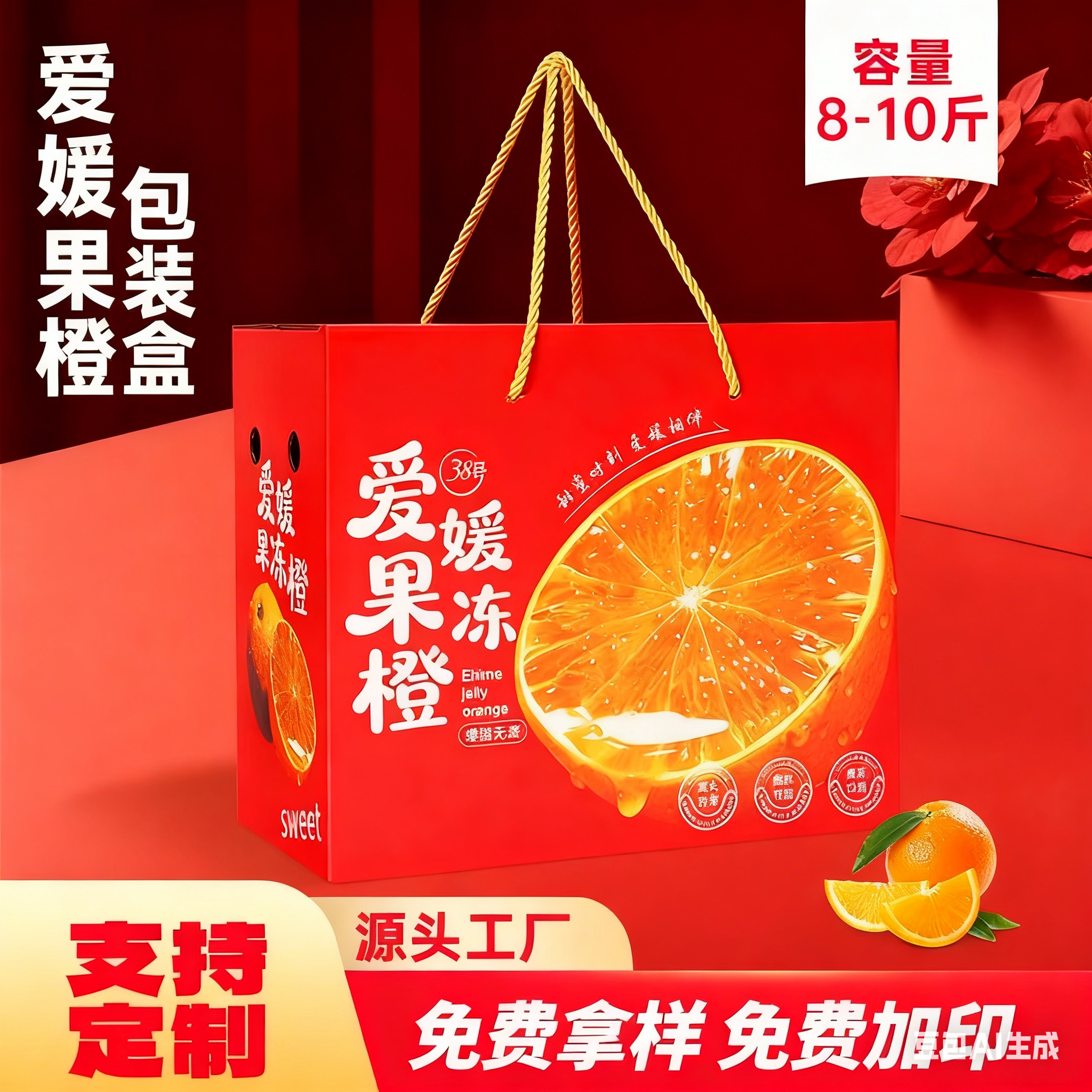 爱媛高档橙子包装礼盒空盒8-10斤