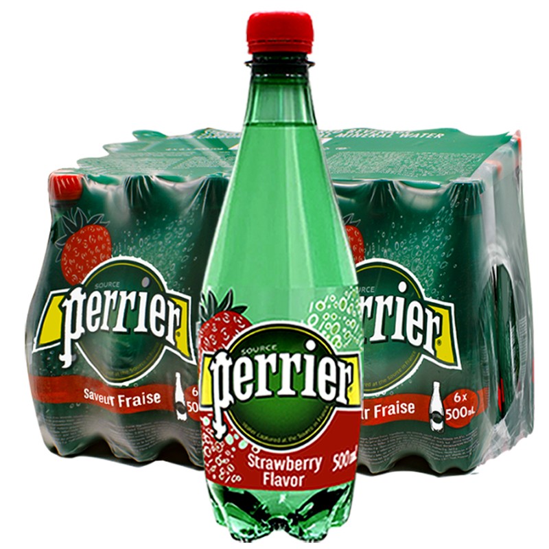 perrier巴黎水500ML24瓶整箱苏打水含气原味草莓青柠味饮料气泡水 咖啡/麦片/冲饮 气泡水 原图主图