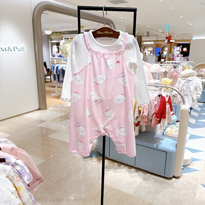 chocolat巧克力韩国代购26春季女童T恤狗狗背带连体裤可爱套装