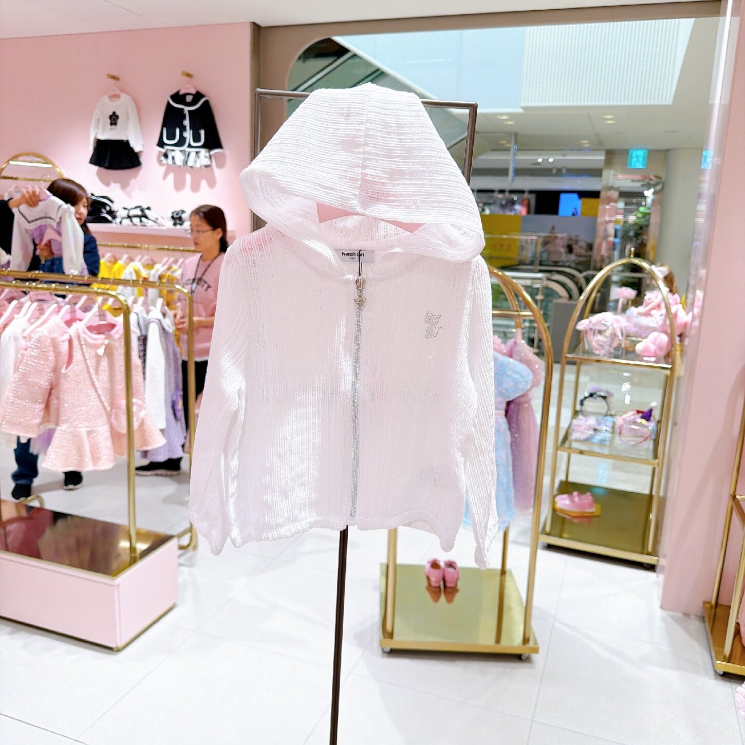 FrenchCat法猫韩国代购童装26年夏季女童白色连帽外套透气防晒衣