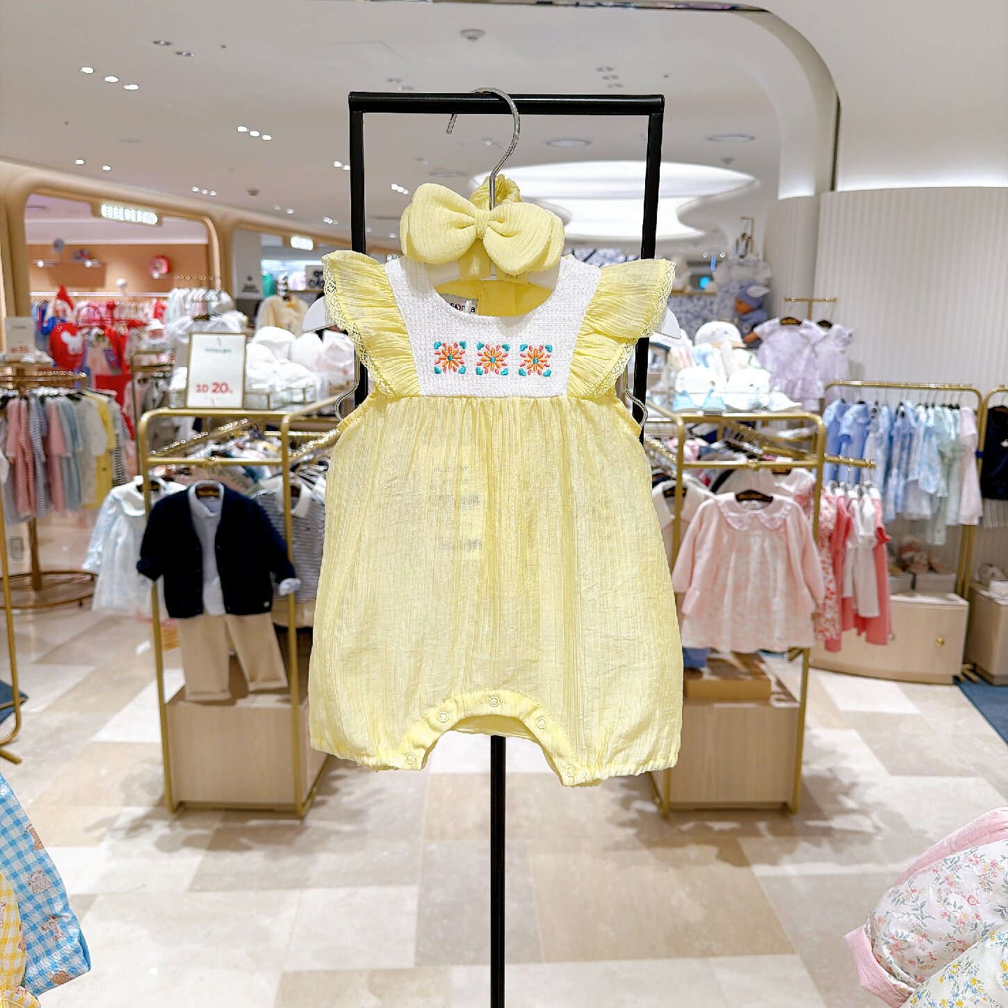 absorba爱之宝韩国代购26夏季女宝可爱刺绣连体衣婴儿哈衣爬服