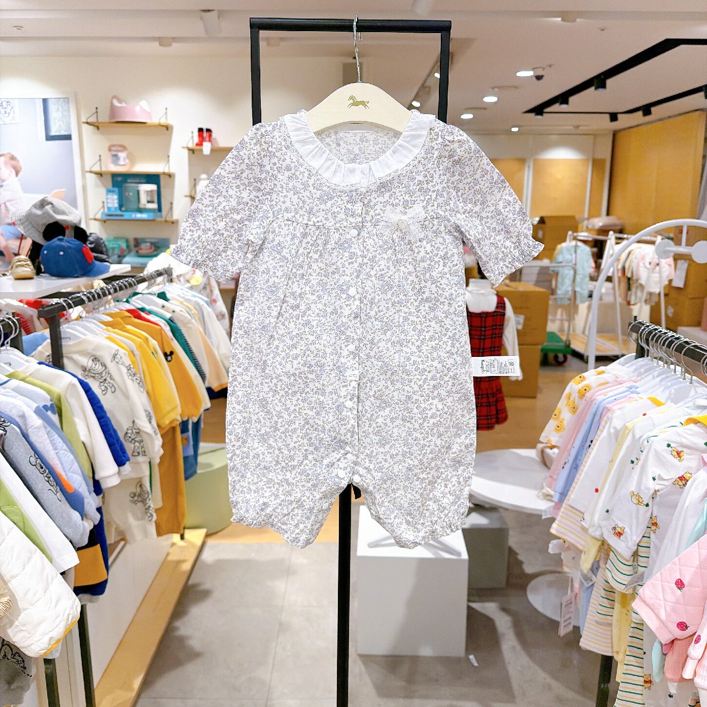 agabang阿卡邦韩国代购26夏季女宝纯棉碎花连体衣婴儿哈衣可爱