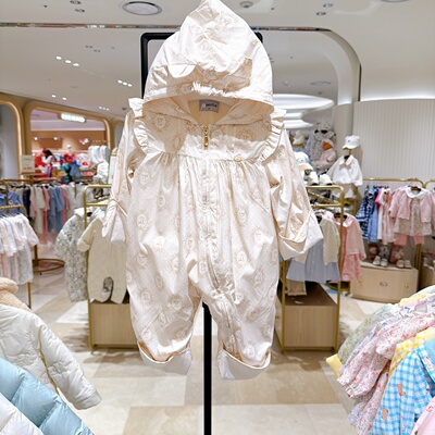 absorba爱之宝韩国代购26春季女宝碎花连帽外出连体衣拉链哈衣