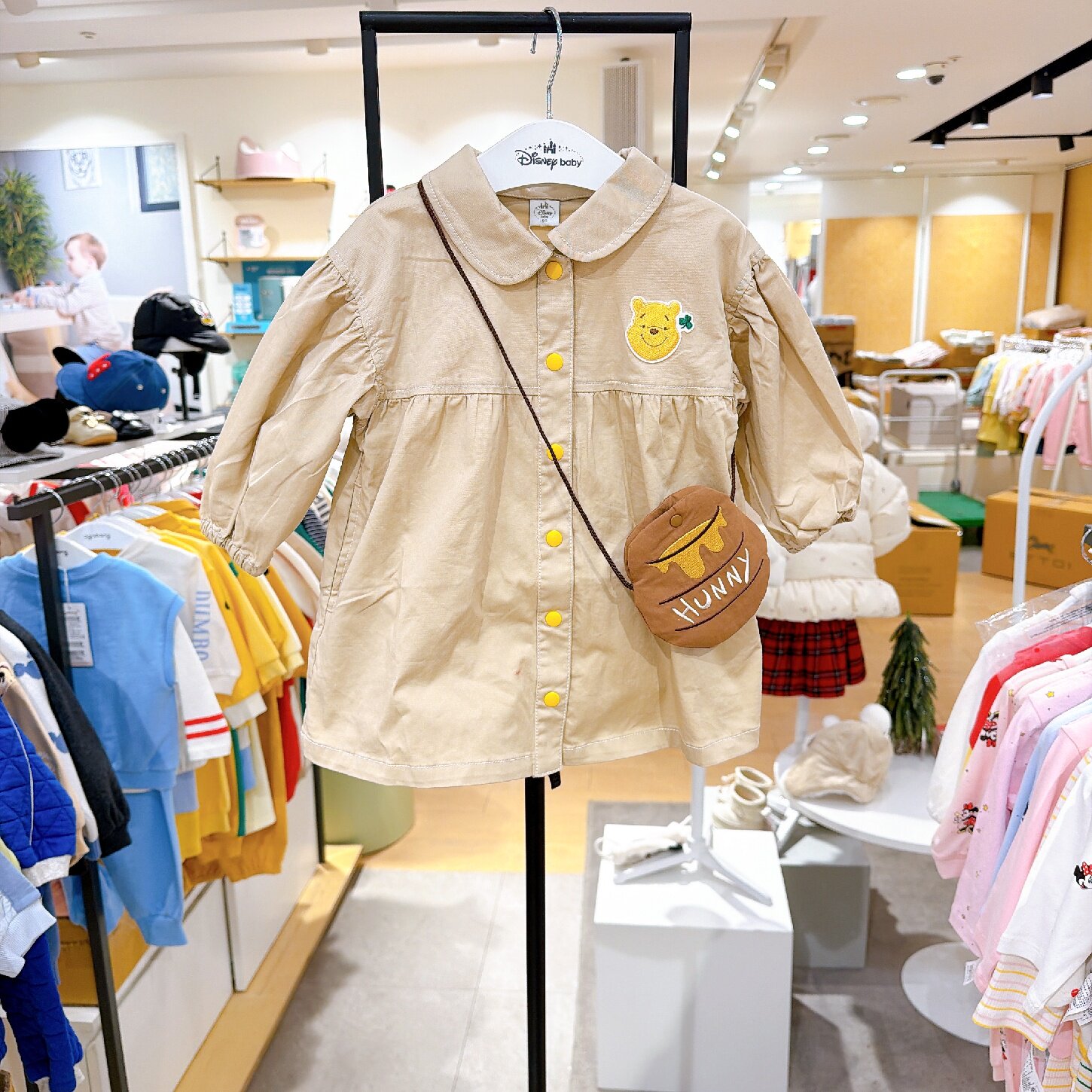 agabang阿卡帮韩国童装代购26春迪士尼联名女童翻领衬衫连衣裙+包