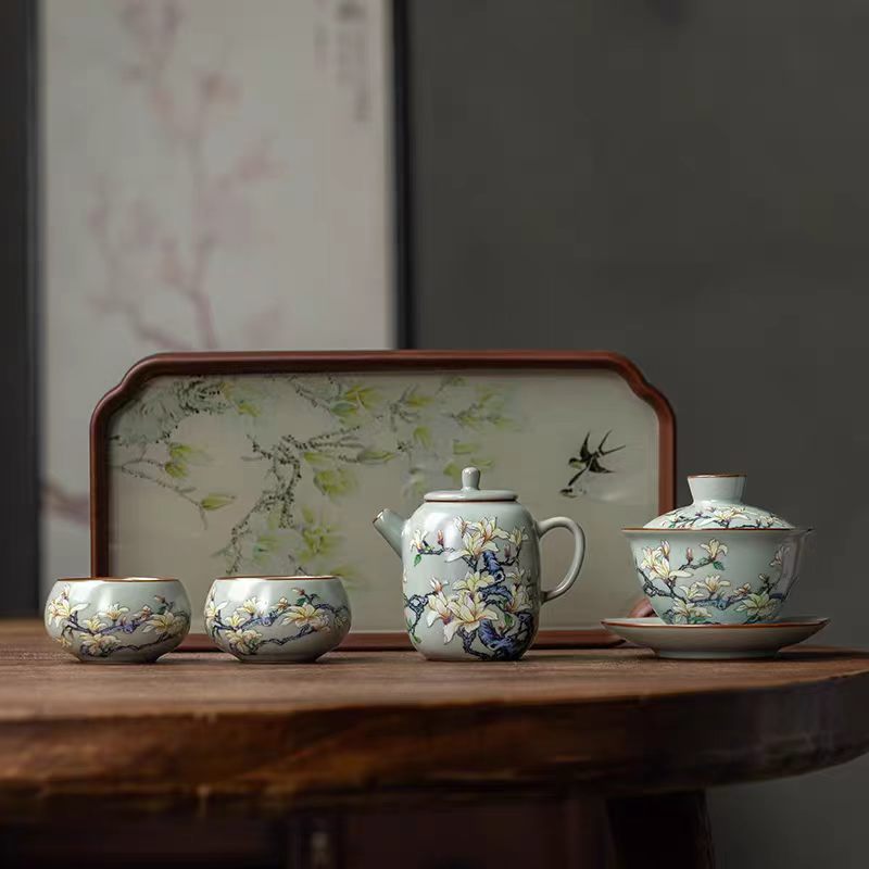 汝窑玉兰花功夫茶具套组