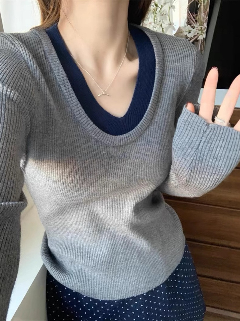 1688谷饶亿涵梦秋冬假两件长袖V领内搭潮阳区谷饶亿涵梦