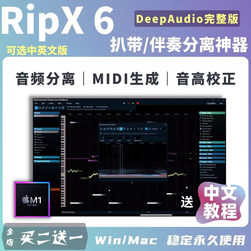 RipX DeepAudio 6.41伴奏提取软件中文版专业人声音频分离Win/Mac