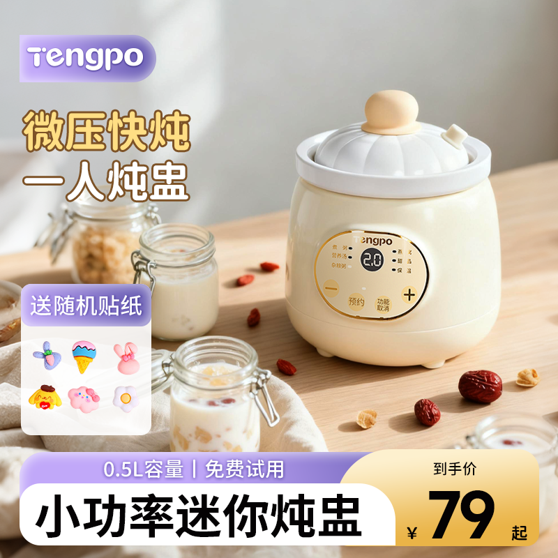 藤婆一人迷你电炖熬锅小炖盅陶瓷食煲多炖汤型单煮粥功能神器专用