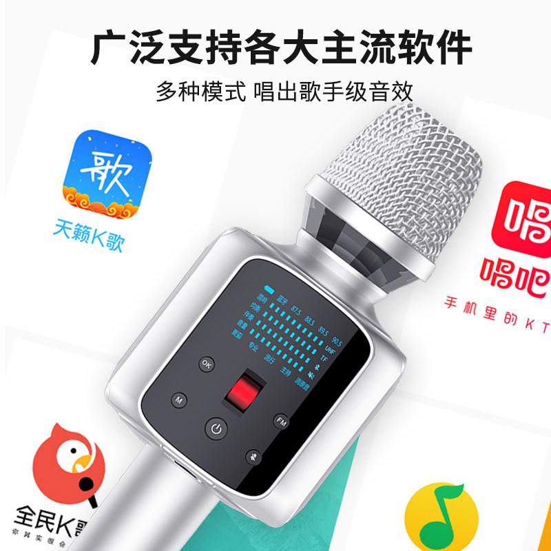 权盟 R2麦克风话筒音响一体带声卡唱歌手机k歌无线全民直播神器