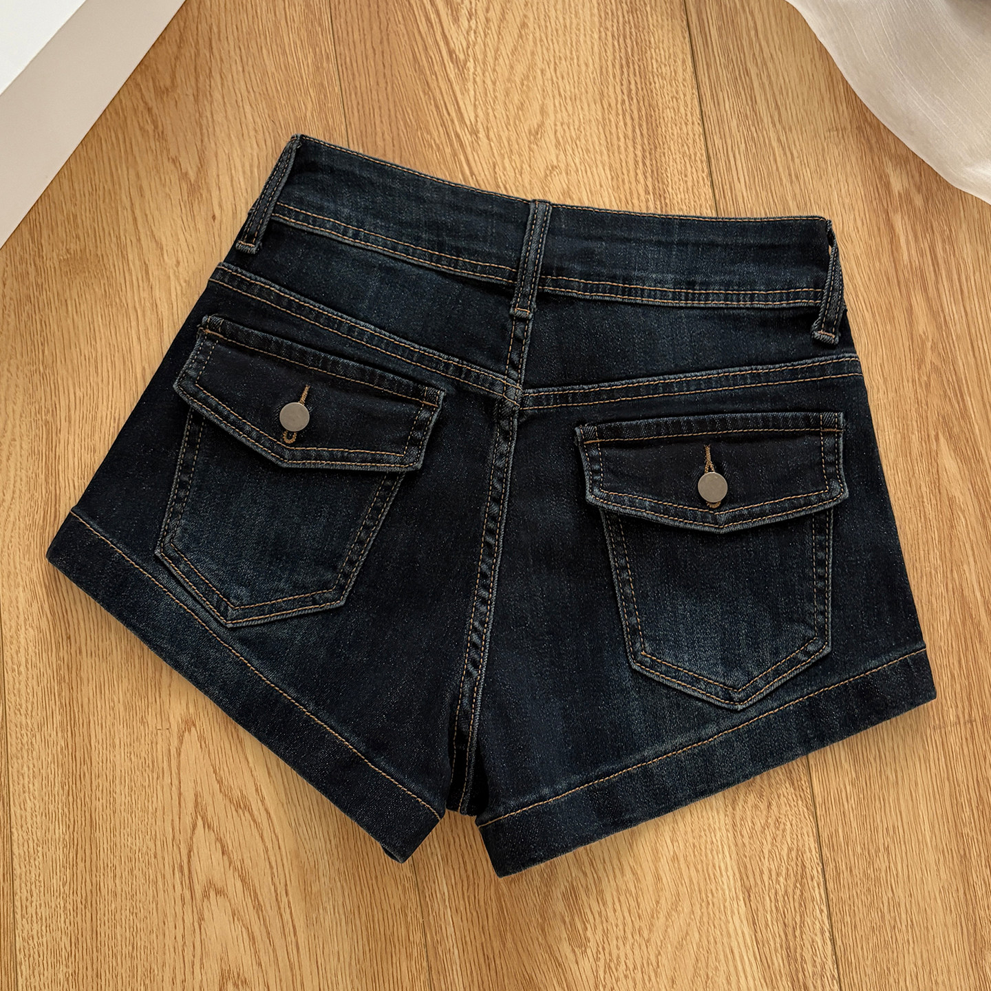 拉夏贝尔高腰牛仔短裤女显瘦热裤