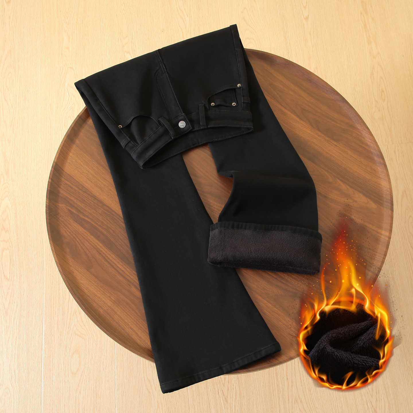 拉夏贝尔辣妹厚绒微喇牛仔裤