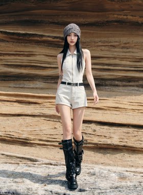 拉夏贝尔高腰显瘦牛仔短裤女