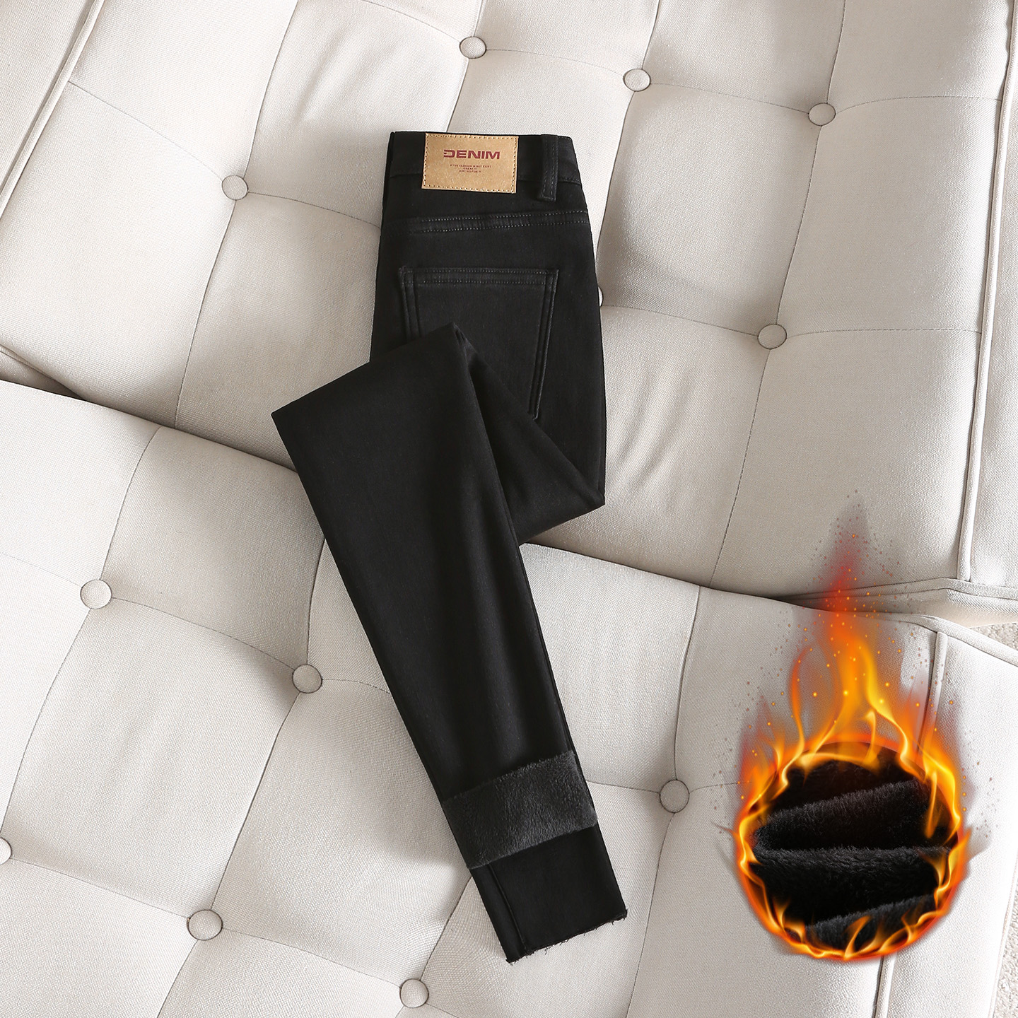 拉夏贝尔高腰牛仔裤女2025冬新款