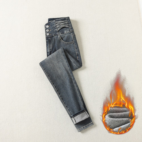 拉夏贝尔高腰紧身小脚牛仔裤2025