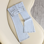 显瘦拖地喇叭裤 浅蓝色弹力修身 女2026新款 拉夏贝尔高腰微喇牛仔裤