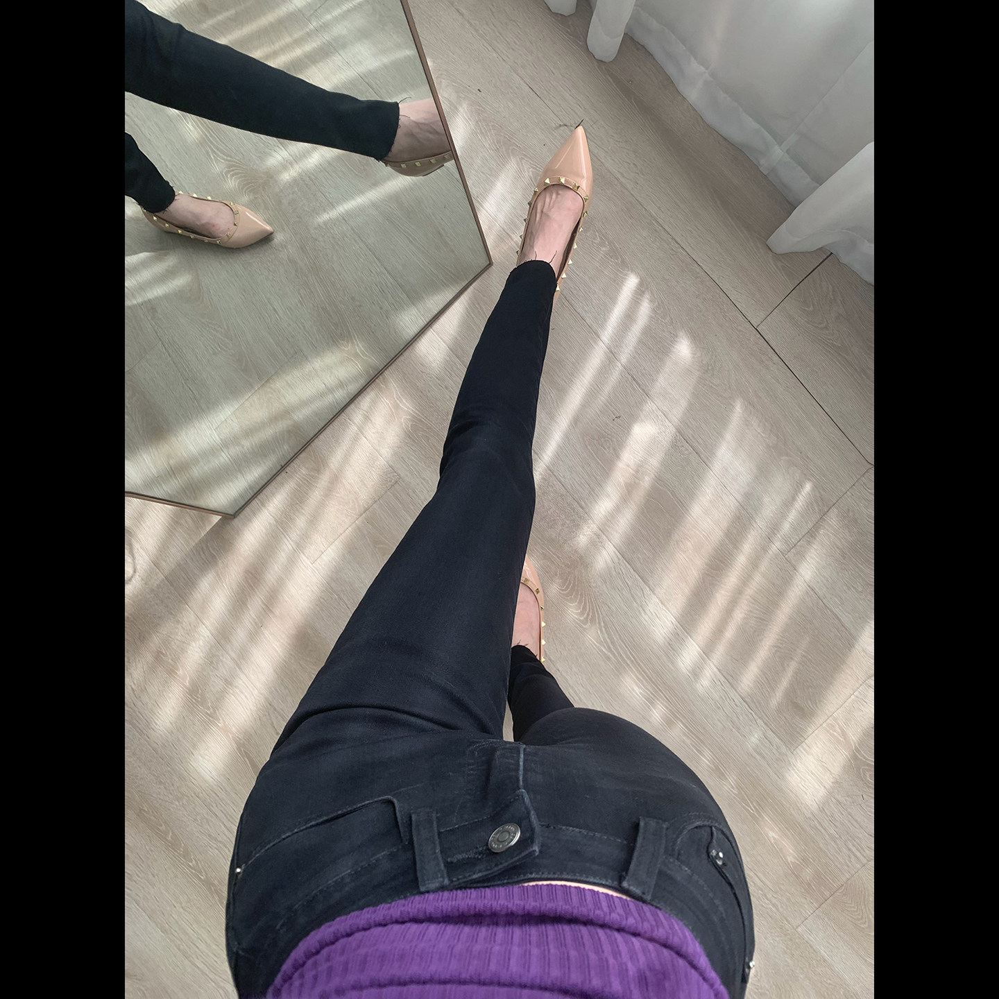 拉夏贝尔黑色小脚牛仔裤女2026年提臀高腰修身显瘦弹力紧身铅笔裤
