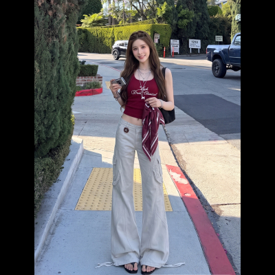 拉夏贝尔灰白色微喇牛仔裤女2026