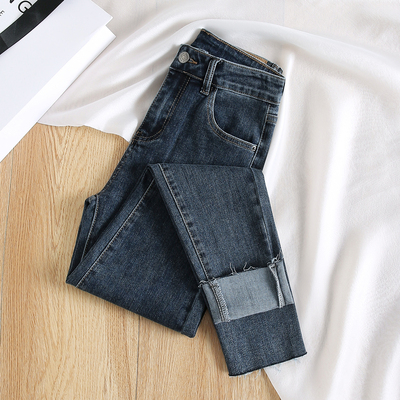 拉夏贝尔显瘦紧身铅笔牛仔裤秋季